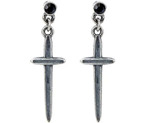 925 Sterling Silver Cross Earrings Antique Unisex Punk Ear Dropship