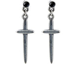 925 Sterling Silver Cross Earrings Antique Unisex Punk Ear Dropship