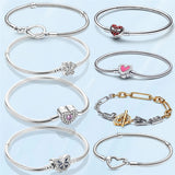 S925 Silver Radiant Heart Snake Chain Bracelet for Women