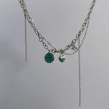 Geometry Pendant Necklace Round Enamel Jewelry For Women