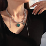 Geometry Pendant Necklace Round Enamel Jewelry For Women