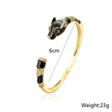 Leopard Animal CZ Bangles Cuff Bracelets Women Punk Style