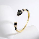 Leopard Animal CZ Bangles Cuff Bracelets Women Punk Style