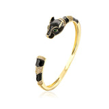 Leopard Animal CZ Bangles Cuff Bracelets Women Punk Style