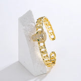 Leopard Animal CZ Bangles Cuff Bracelets Women Punk Style