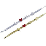 Adjustable Flat Snake Chain Bracelet Red Enamel Heart Letter Jewelry