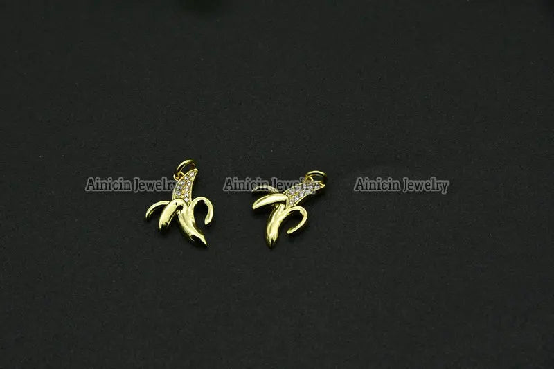 Banana Charms with CZ Settings for Women Jewelry Making 20pcs/lot