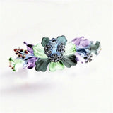 Enamel Multicolor Camellia Flowers Hair Clip Rhinestone Barrettes Hair Jewelry