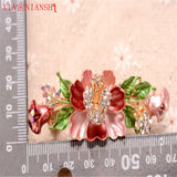 Enamel Multicolor Camellia Flowers Hair Clip Rhinestone Barrettes Hair Jewelry