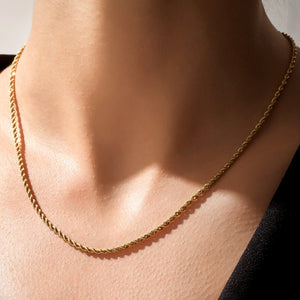Stainless Steel Twisted Rope Chain Layering Choker Necklace for Women