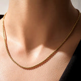Stainless Steel Twisted Rope Chain Layering Choker Necklace for Women