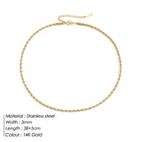 Stainless Steel Twisted Rope Chain Layering Choker Necklace for Women