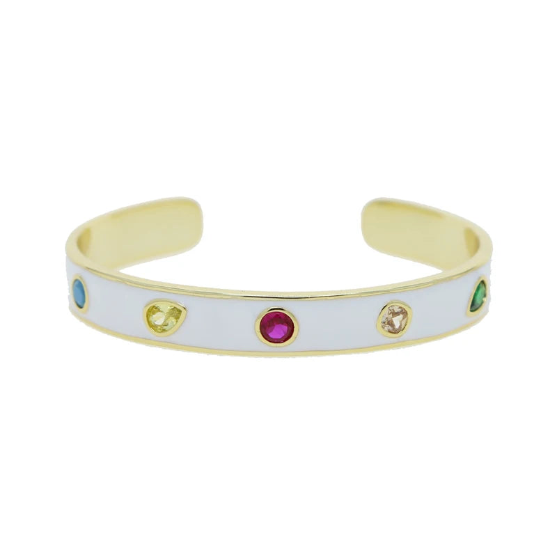 High Women Jewelry CZ Enamel Bangle