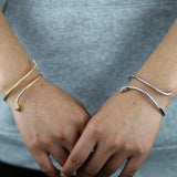 Snake Shaped Green CZ Paved Bracelet for Women