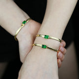 Punk Snake Chain with Green Heart Charm Bracelet