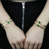 Punk Snake Chain with Green Heart Charm Bracelet