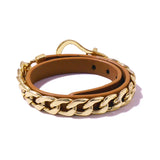 Stainless Steel Chain Charm Bracelet with Leather Bangle for Women