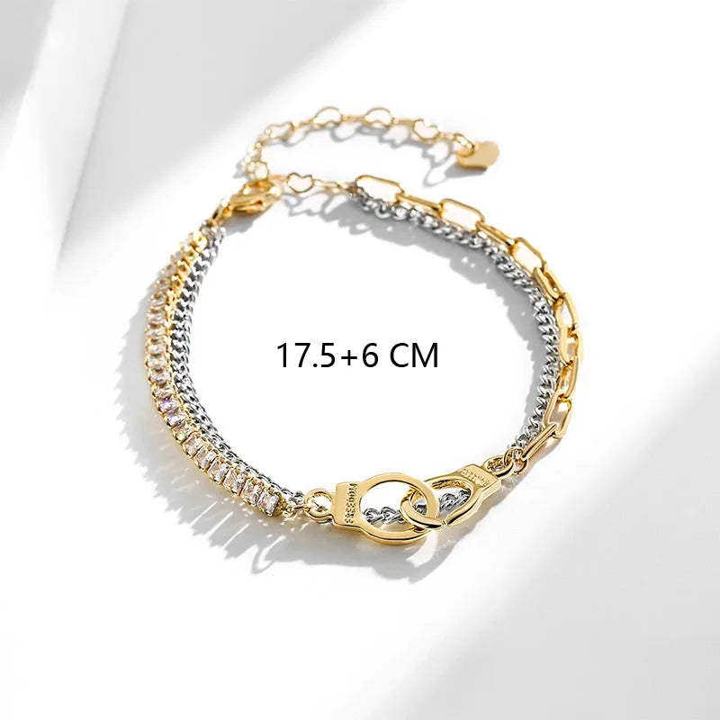 Plated Zirconia Double-layer Bracelet Women Hiphop Jewelry