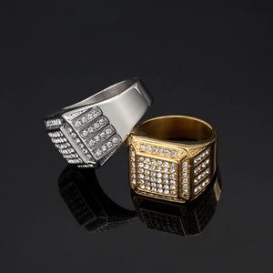 Silver Men Ring with Rhinestone - Christmas Fine Jewelry