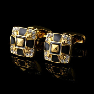 Golden Rhinestone Cufflinks Men's French Shirt Accessories