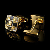 Golden Rhinestone Cufflinks Men's French Shirt Accessories