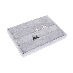 Gray Velvet Earring Display Storage Tray Set