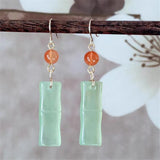 Green Chalcedony Drop Earrings Red Agate Ear Hook Hanfu Temperament Jewelry