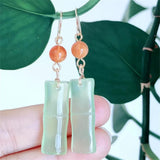 Green Chalcedony Drop Earrings Red Agate Ear Hook Hanfu Temperament Jewelry