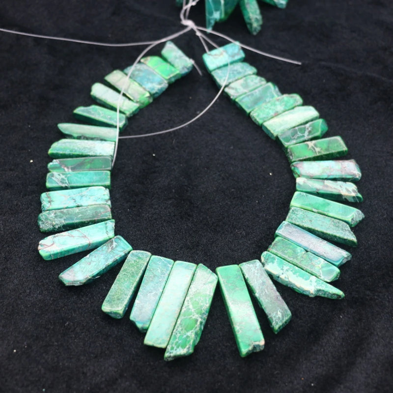 Green Gemstone Necklace Point Pendant Beads, DIY Jewelry Making