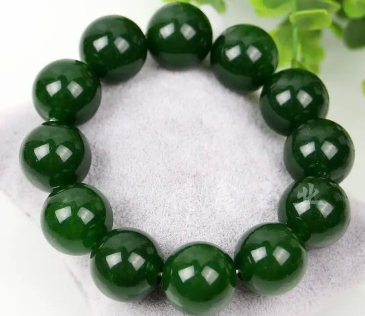 Green Jadeite Bracelet 16mm Beads Elastic Bracelet