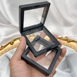 Grey Velvet Box Jewelry Display Ring Case Pendant Necklace Organizer