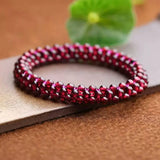 Hand Weave 3.5mm Red Garnet Elasticity Bracelet