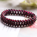 Hand Weave 3.5mm Red Garnet Elasticity Bracelet