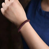 Hand Weave 3.5mm Red Garnet Elasticity Bracelet
