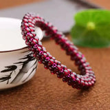 Hand Weave 3.5mm Red Garnet Elasticity Bracelet