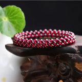 Hand Weave 3.5mm Red Garnet Elasticity Bracelet