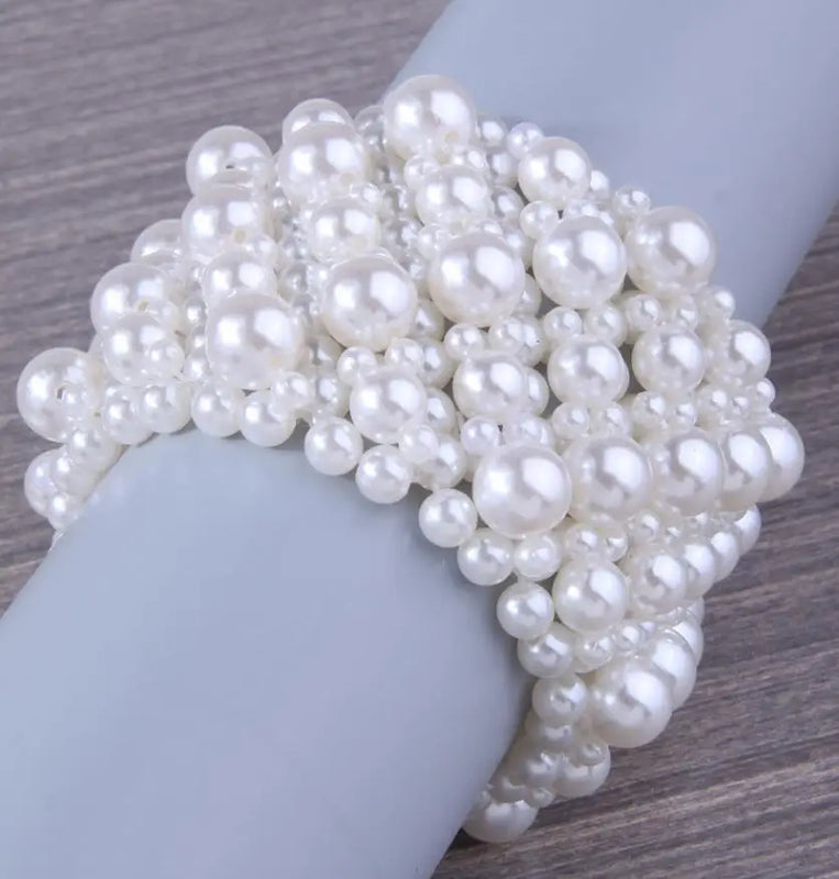 Elastic Pearl Bracelet Wide Wedding Jewelry