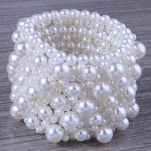 Elastic Pearl Bracelet Wide Wedding Jewelry