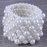 Elastic Pearl Bracelet Wide Wedding Jewelry