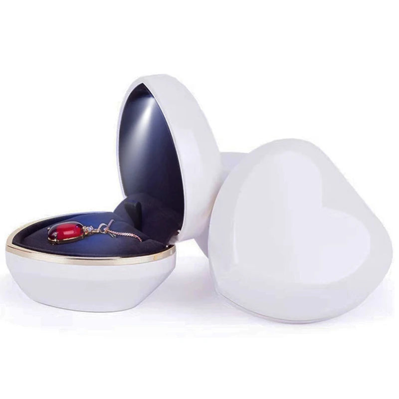 Heart Shaped LED Ring Jewelry Box for Girls with Logo