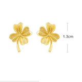 24k Gold-plated Stud Lucky Clover Earrings For Women's Glamour Jewelry