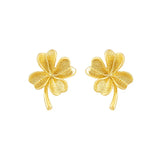 24k Gold-plated Stud Lucky Clover Earrings For Women's Glamour Jewelry