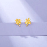 24k Gold-plated Stud Lucky Clover Earrings For Women's Glamour Jewelry
