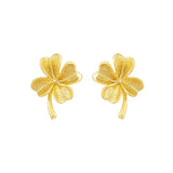 24k Gold-plated Stud Lucky Clover Earrings For Women's Glamour Jewelry