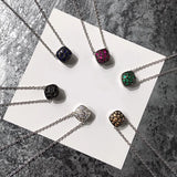 Crystal Honeycomb Pendant Necklace 7 Colors 45cm Chain DN032