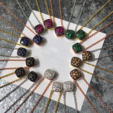 Crystal Honeycomb Pendant Necklace 7 Colors 45cm Chain DN032