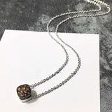 Crystal Honeycomb Pendant Necklace 7 Colors 45cm Chain DN032