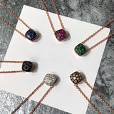 Crystal Honeycomb Pendant Necklace 7 Colors 45cm Chain DN032