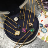 Crystal Honeycomb Pendant Necklace 7 Colors 45cm Chain DN032