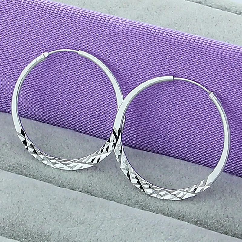 925 Silver Hoop Earrings 5.0cm Circle Jewelry Direct Sales